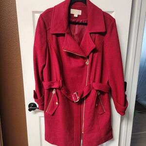 Michael Kors Red Trench Coat with Belt